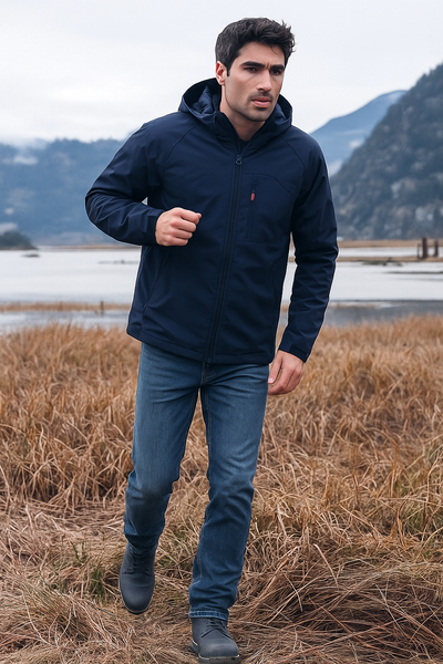 Jacket with hood, zip and several pockets