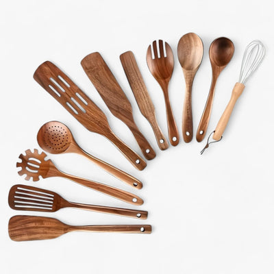 Wooden Kitchen Cooking Utensil 11pcs Set