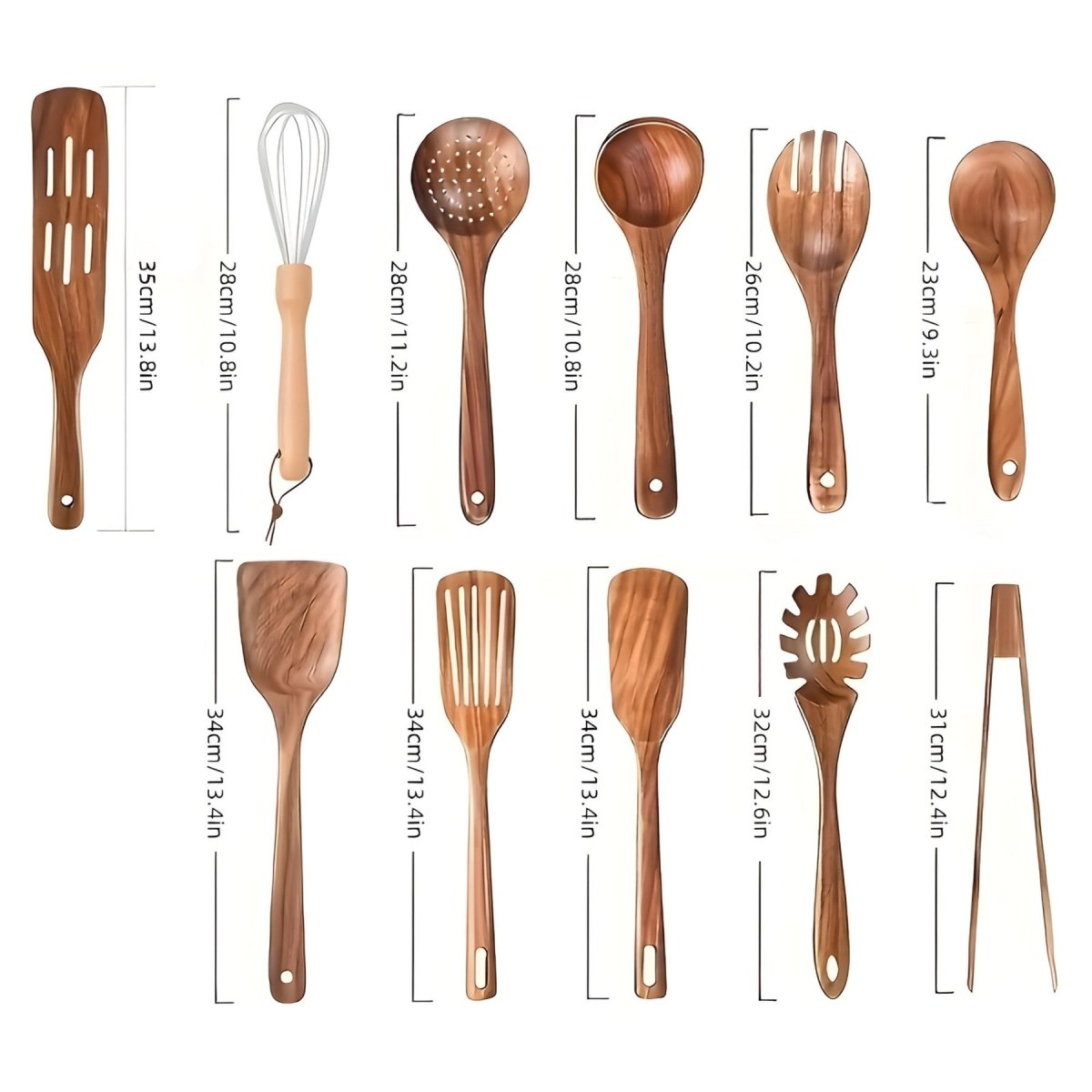 Wooden Kitchen Cooking Utensil 11pcs Set