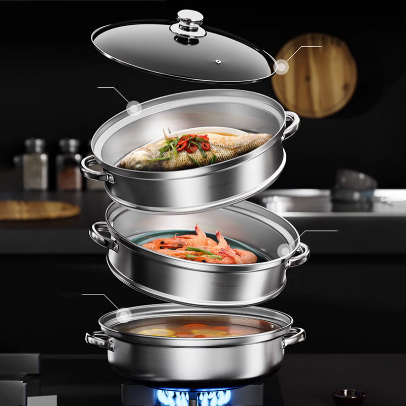 3-Tier Stainless Steel Steamer Pot