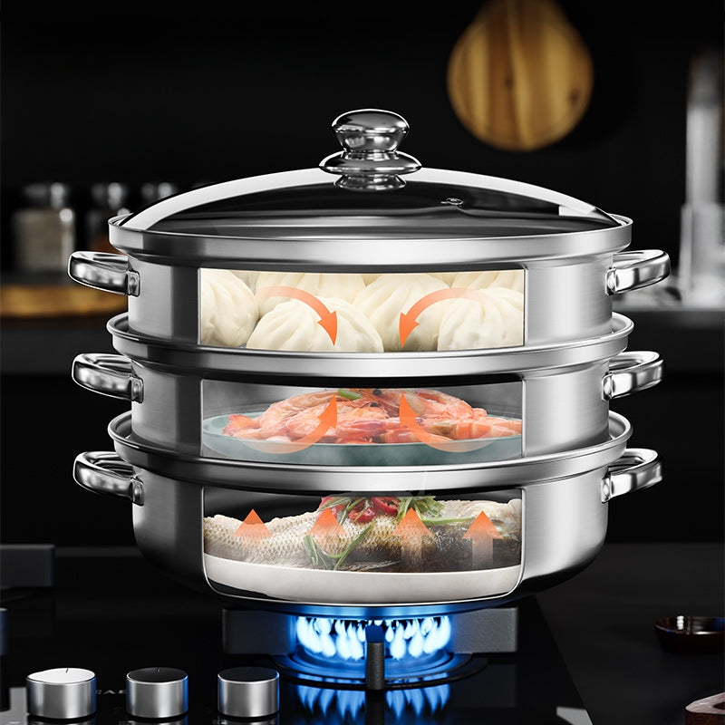 3-Tier Stainless Steel Steamer Pot