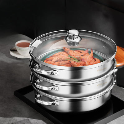 3-Tier Stainless Steel Steamer Pot