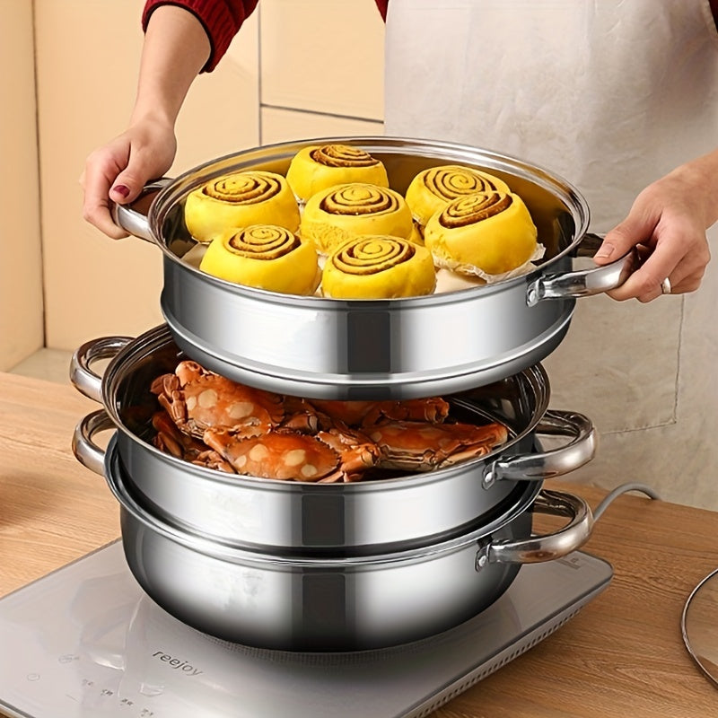 3-Tier Stainless Steel Steamer Pot