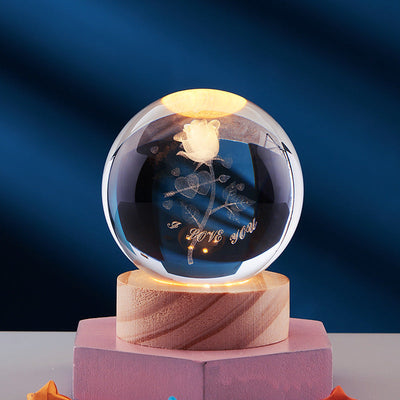 3D Crystal Bedside Lamp Decor