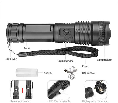 High-Power Rechargeable LED Flashlight