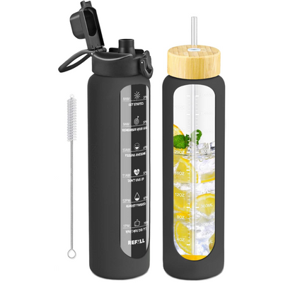 900ml Motivational Glass Water Bottle