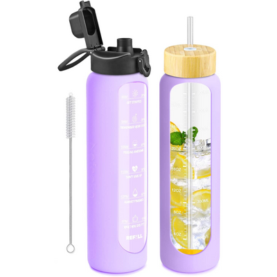 900ml Motivational Glass Water Bottle