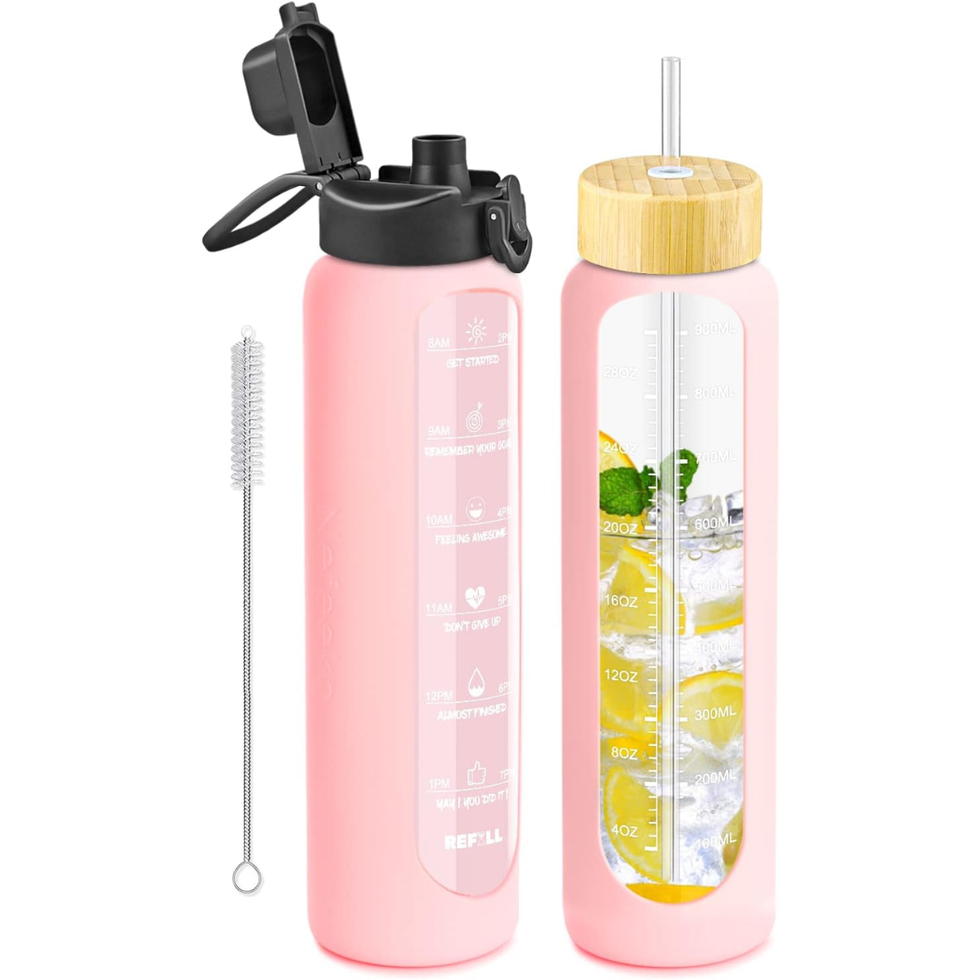 900ml Motivational Glass Water Bottle