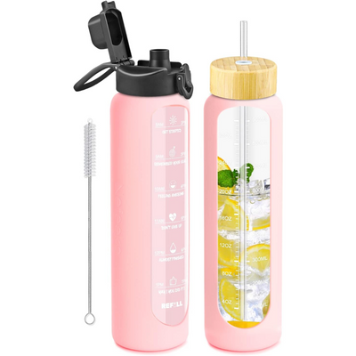 900ml Motivational Glass Water Bottle