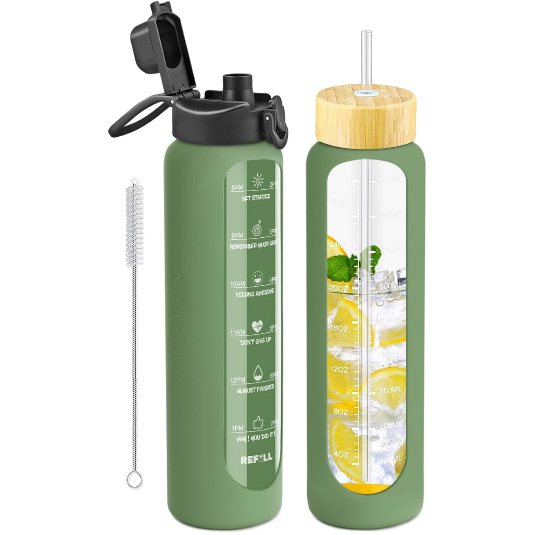 900ml Motivational Glass Water Bottle
