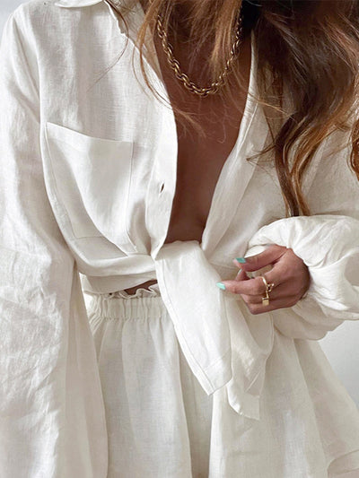 Linen Summer Women's Shorts Set