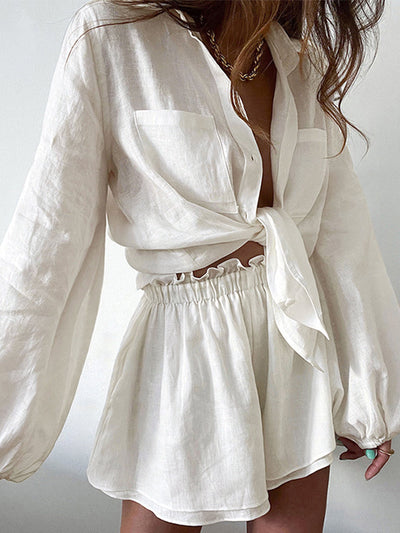 Linen Summer Women's Shorts Set