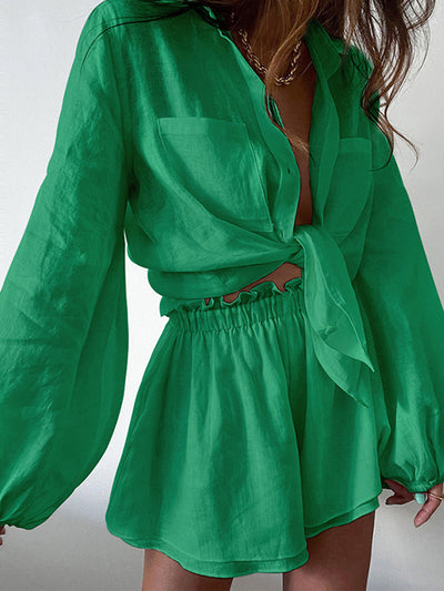 Linen Summer Women's Shorts Set