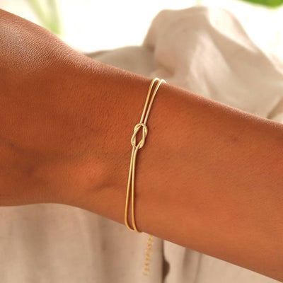 Minimalist Gold Knot Bracelet Women