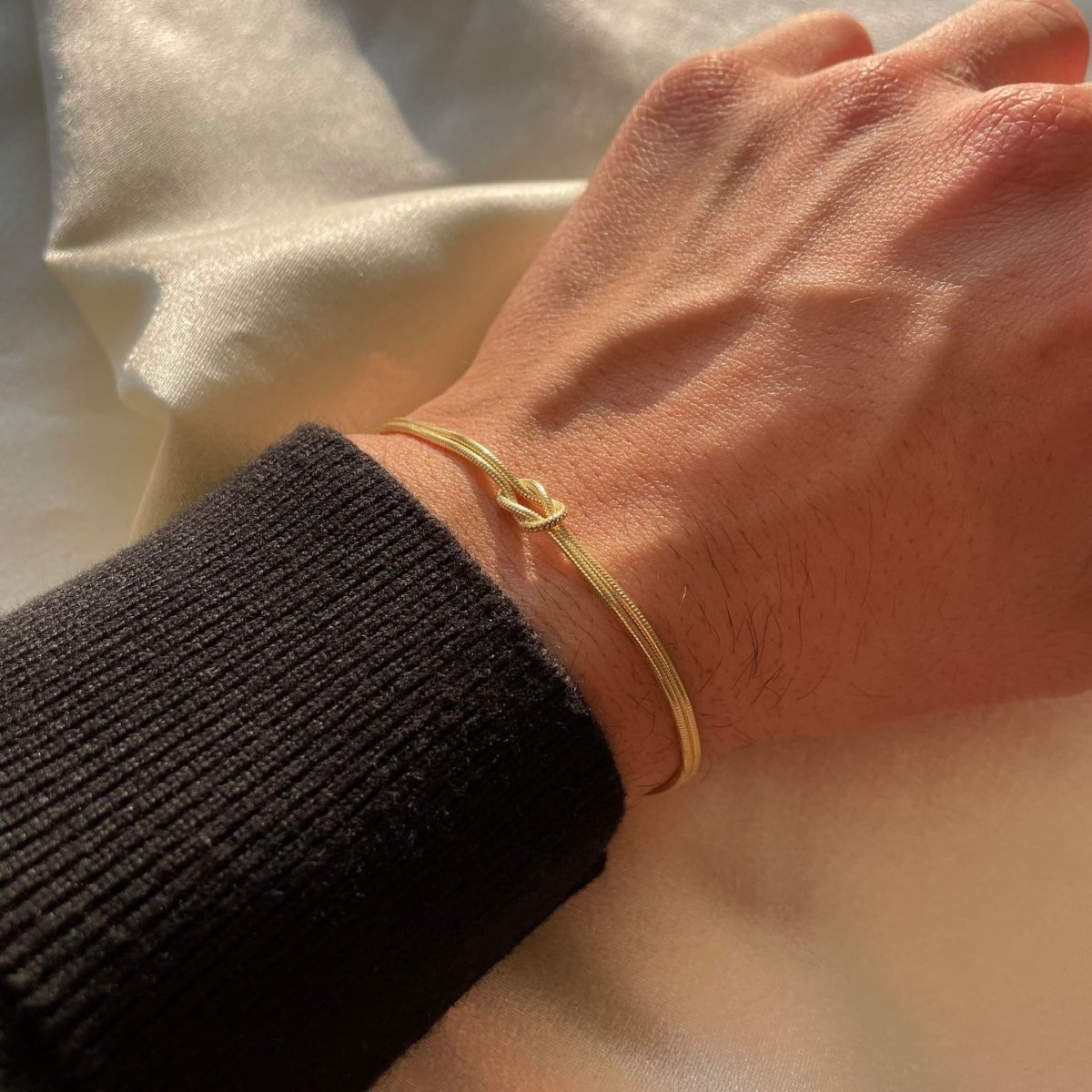 Minimalist Gold Knot Bracelet Women
