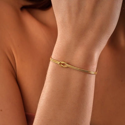 Minimalist Gold Knot Bracelet Women
