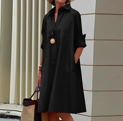 Collared Button Shirt Dress Women