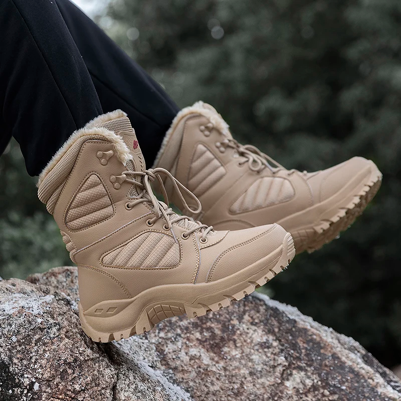 Waterproof winter boots with plush lining and hard-wearing grip for snowy conditions.