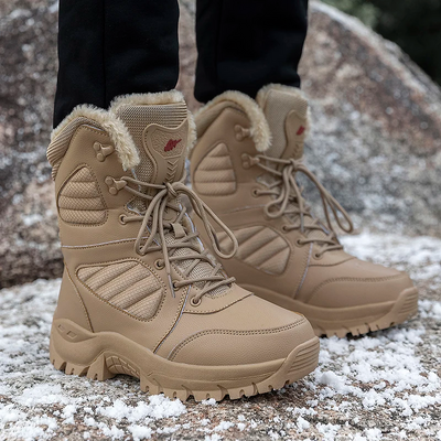 Waterproof winter boots with plush lining and hard-wearing grip for snowy conditions.