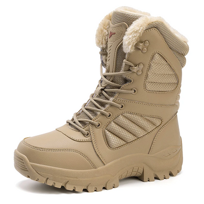 Waterproof winter boots with plush lining and hard-wearing grip for snowy conditions.