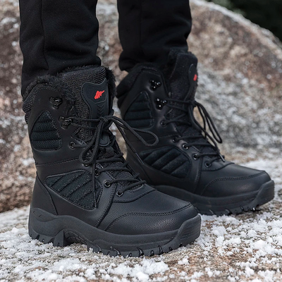 Waterproof winter boots with plush lining and hard-wearing grip for snowy conditions.