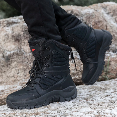 Waterproof winter boots with plush lining and hard-wearing grip for snowy conditions.