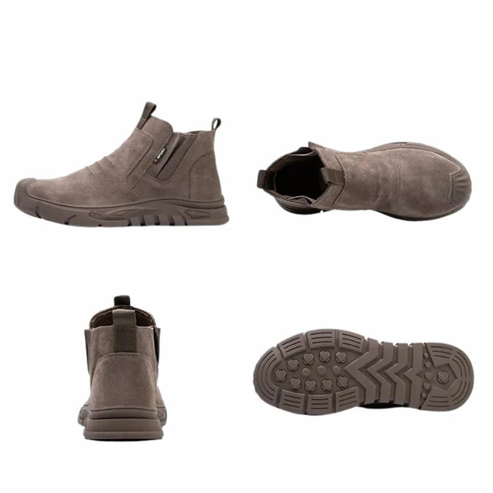 Work shoes with steel toe caps, non-slip soles and durable protection for safety in the workplace.