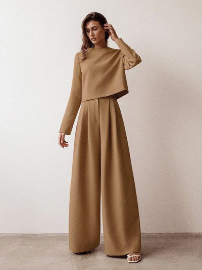 Long-Sleeve & Wide-Leg Pants Set