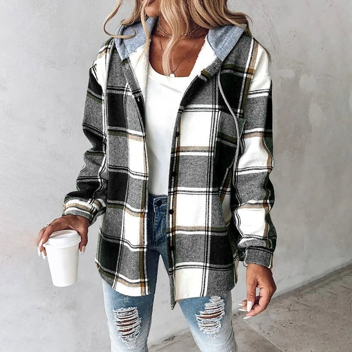 Classic Hooded Checked Sweatshirt