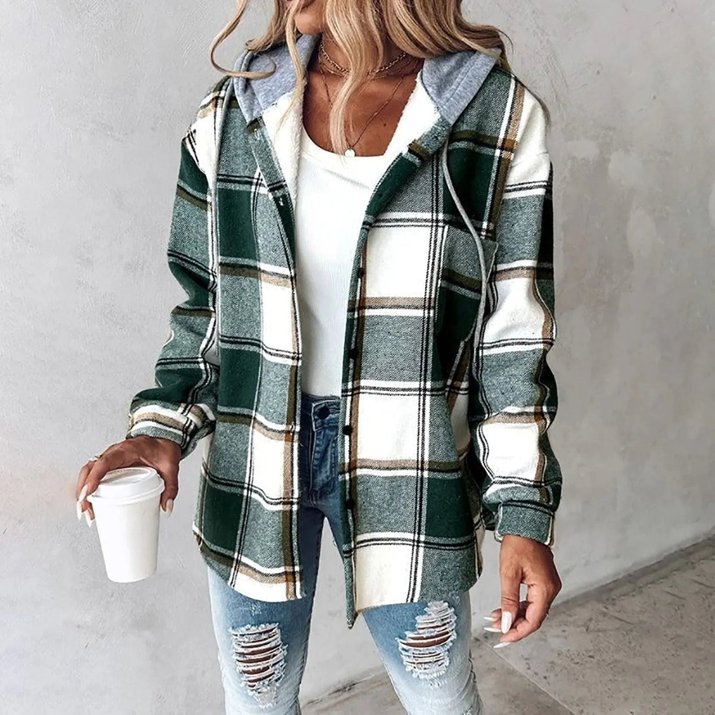 Classic Hooded Checked Sweatshirt