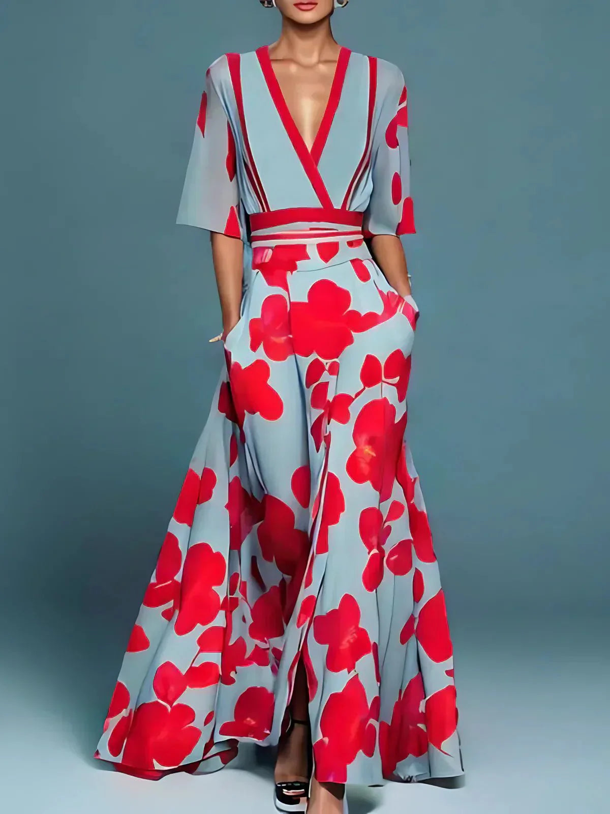 Elegant Floral Print Maxi Dress