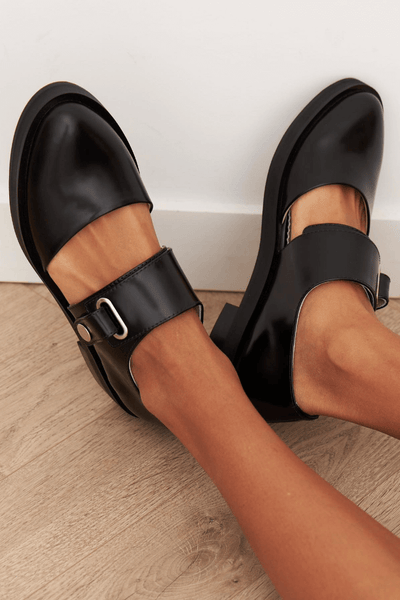 Black Buckle Strap Mary Jane Shoes