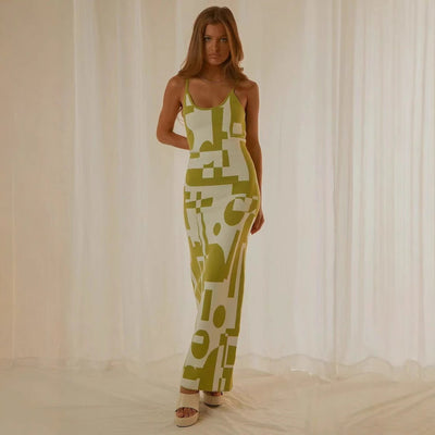 Printed Bodycon Maxi Dress Women