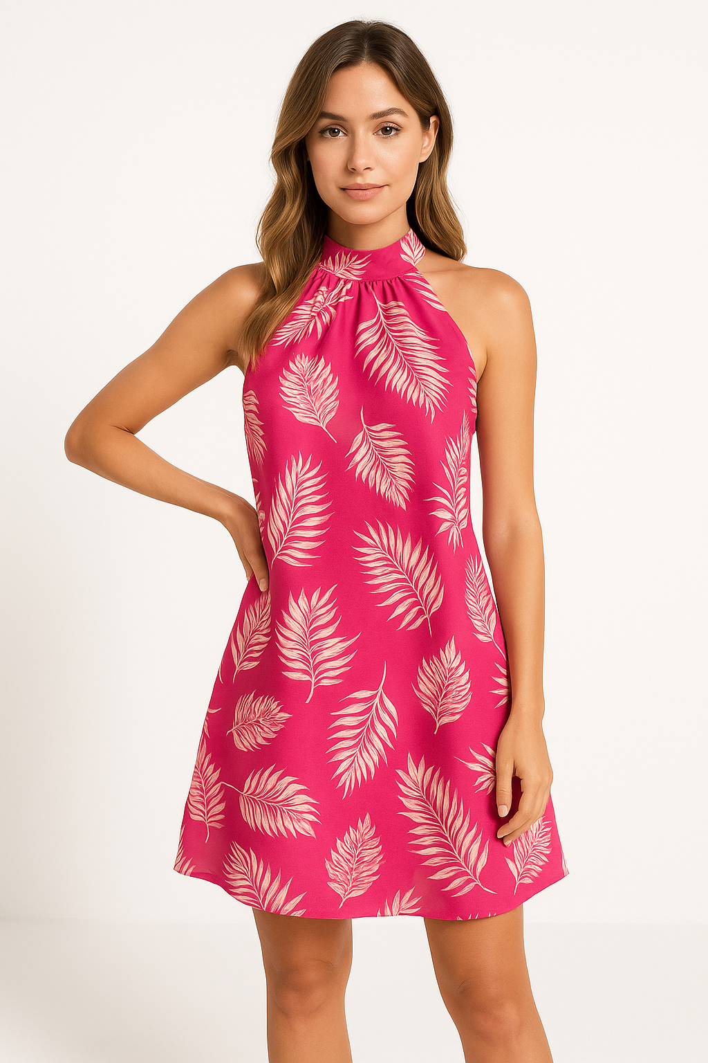 Halter Pink Summer Dress Women