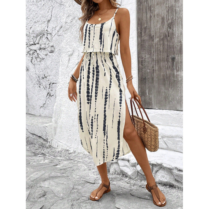 Tie-Dye Split Midi Dress Women
