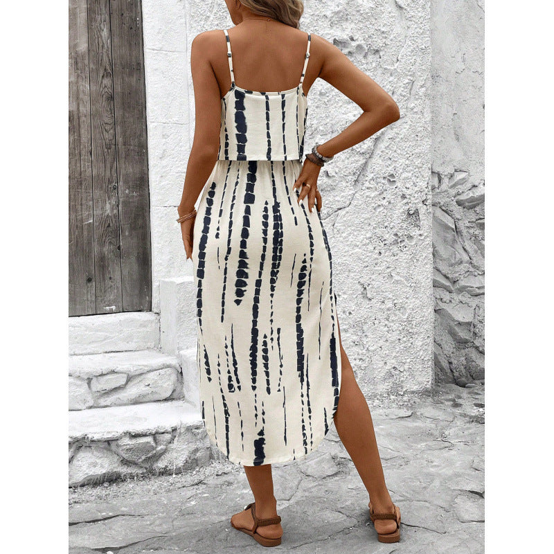 Tie-Dye Split Midi Dress Women