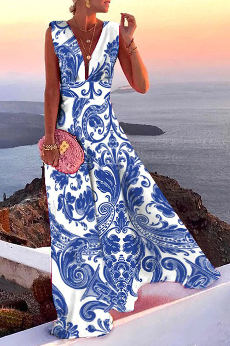 Sleeveless Deep V-Neck Maxi Dress Women