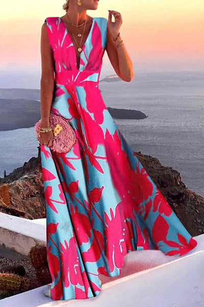 Sleeveless Deep V-Neck Maxi Dress Women