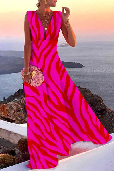 Sleeveless Deep V-Neck Maxi Dress Women