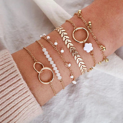 Boho Gold Bracelets Set Handmade