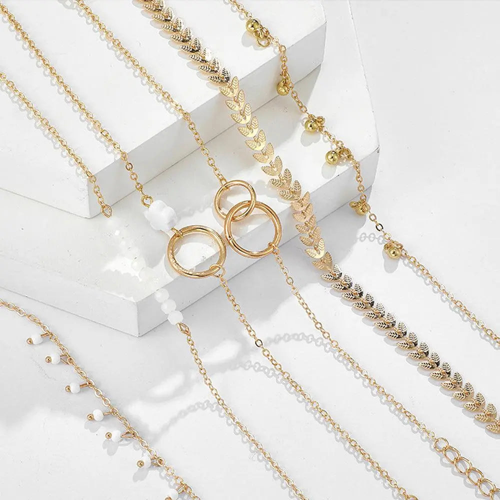 Boho Gold Bracelets Set Handmade