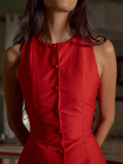 Button-Front Mini Dress Women