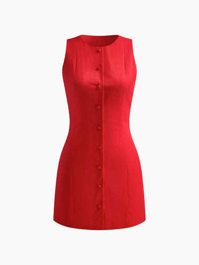 Button-Front Mini Dress Women