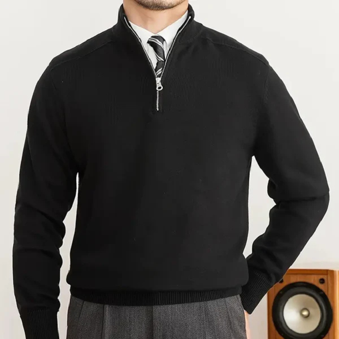 Cotton Blend Half-Zip Sweater