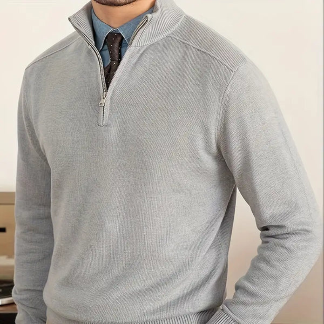 Cotton Blend Half-Zip Sweater