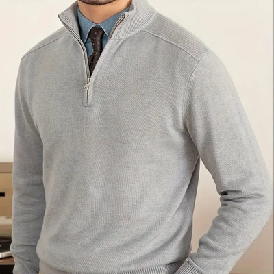 Cotton Blend Half-Zip Sweater