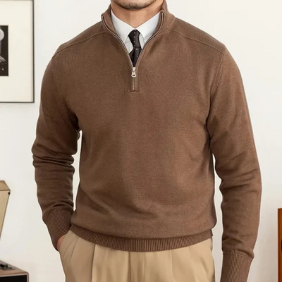 Cotton Blend Half-Zip Sweater