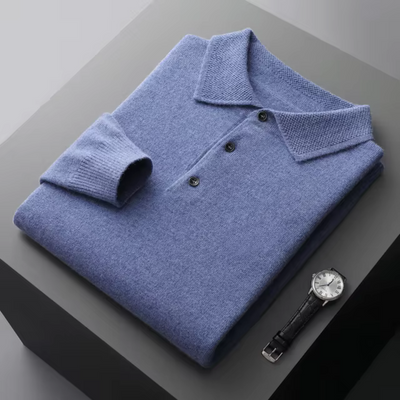 Soft Fine-Knit Wool Polo Sweater