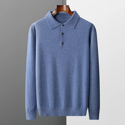 Soft Fine-Knit Wool Polo Sweater