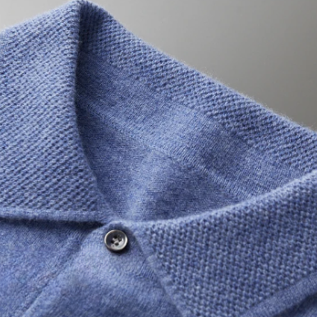 Soft Fine-Knit Wool Polo Sweater